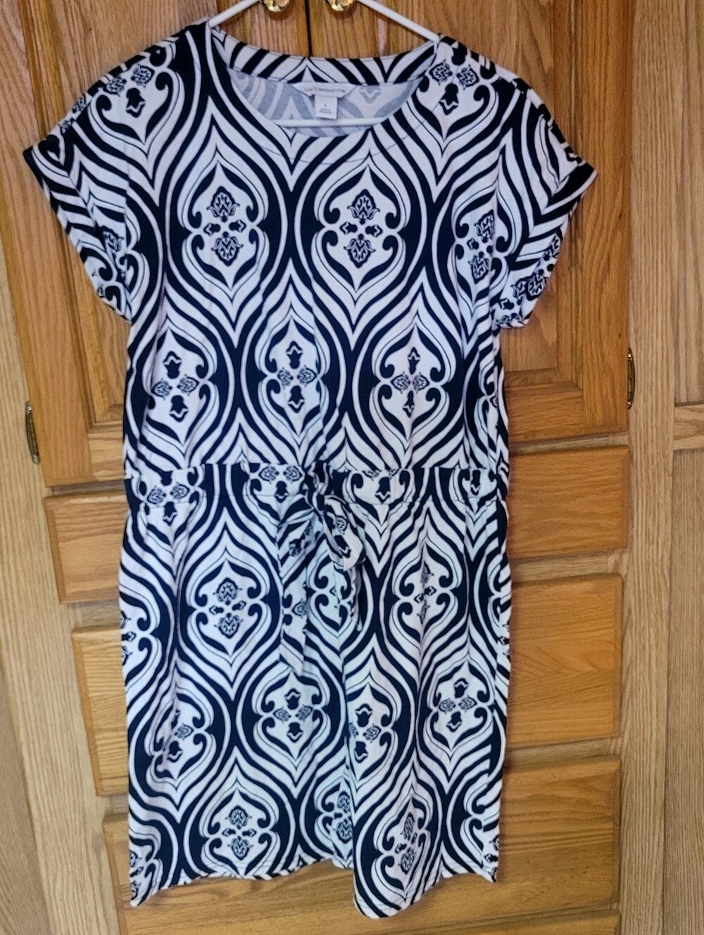 Liz Claiborne 100% Cotton Dress With Tie At Waist, Size L